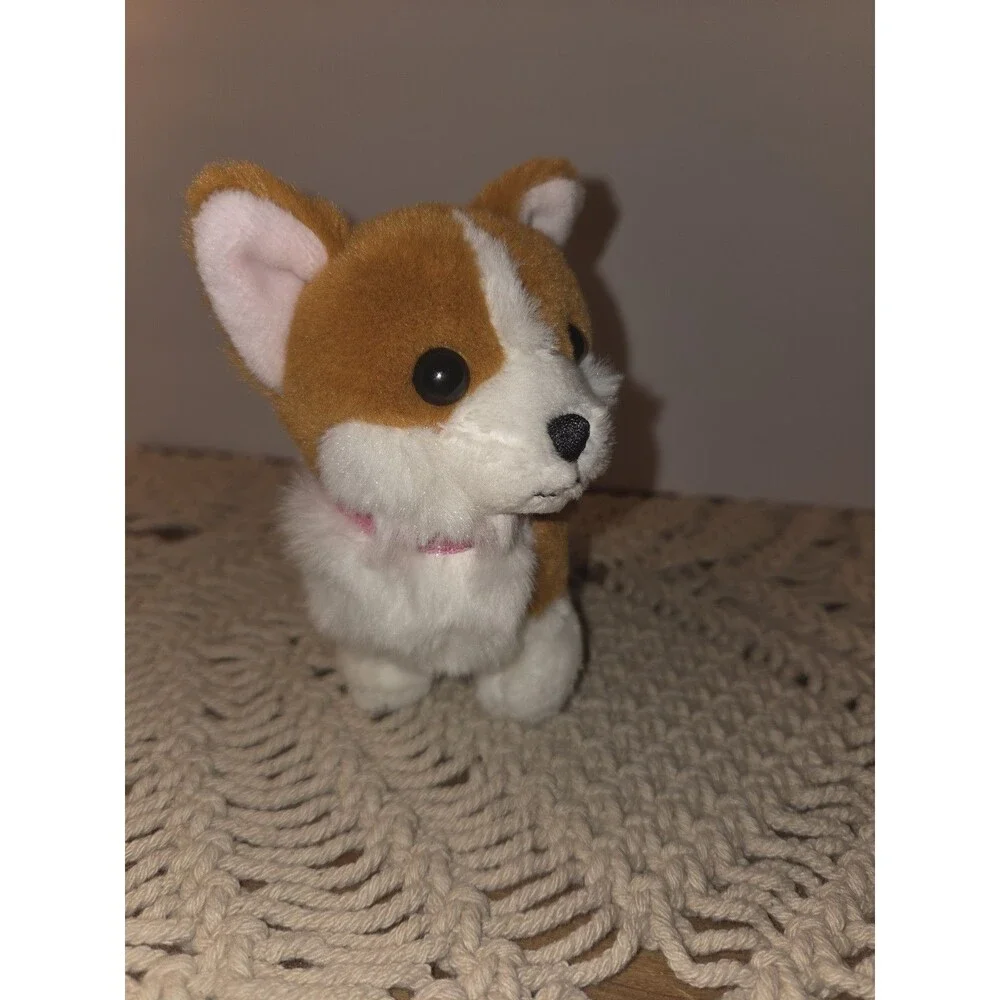 American Girl Mini Corgi Dog Plush Brown/White Pink Washable HRR32